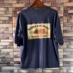 Dickie Walker Used Self Cropped Navy Graphic Men's Shirt Medium Heavy Blend